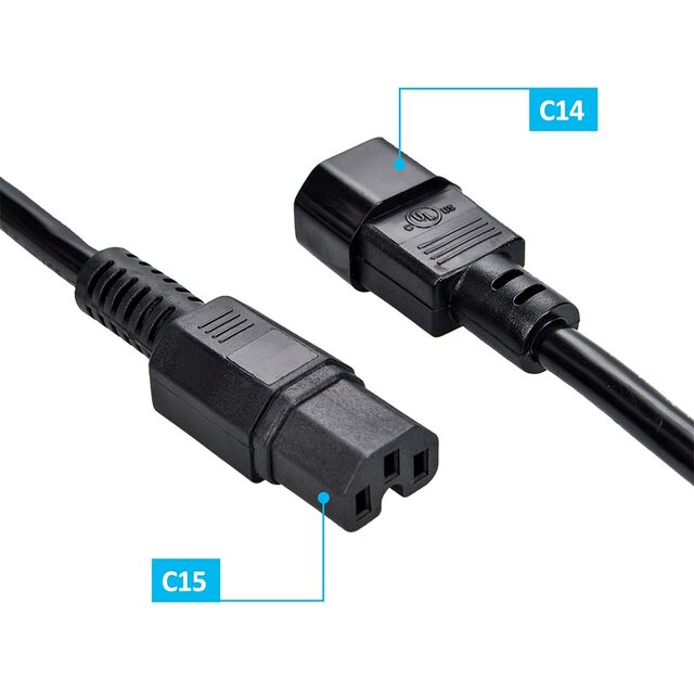 10Ft Power Cord C14 to C15 Black