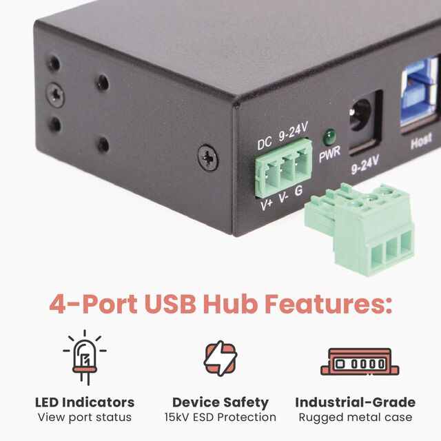 USB 3.0 4 PORT INDUSTRIAL METAL