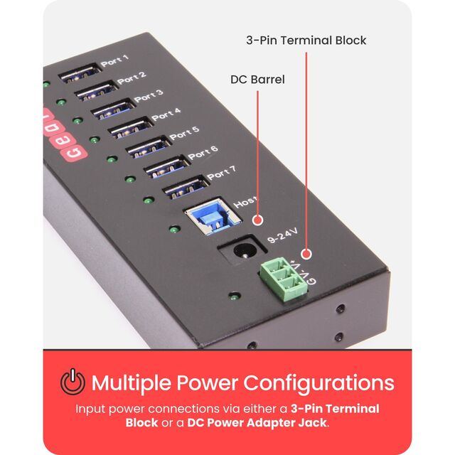 USB 3.0 7 PORT INDUSTRIAL METAL