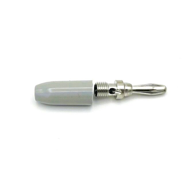CONN BANANA PLUG SOLDERLESS GRAY