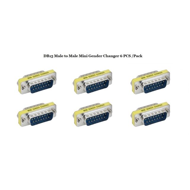 DSUB GNDR CHGR DB15M/M 6PCS/PACK