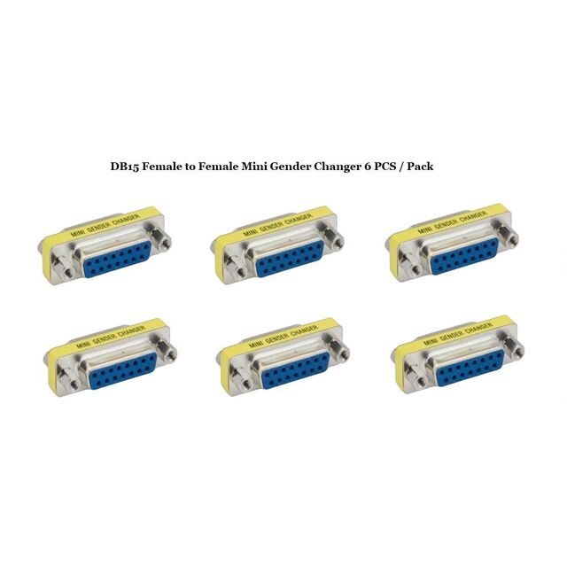 DSUB GNDR CHGR DB15F/F 6PCS/PACK