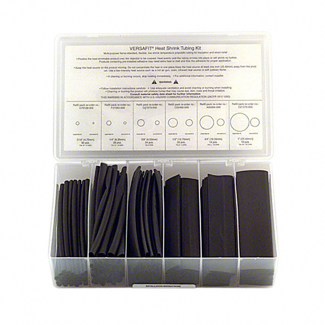 KIT HEATSHRNK 6" 126 PCS BLK