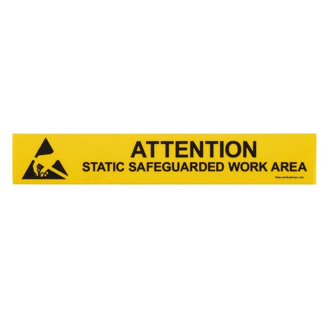 SIGN ESD/STATIC 6"X1" BLCK/YLLW