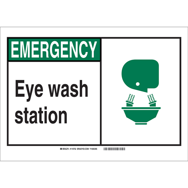 B302 5X7 BLK,GRN/WHT EM EYE WASH