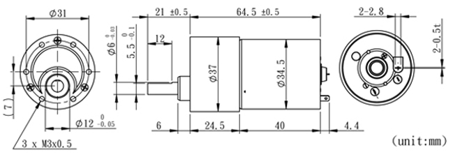 GEARMOTOR 6 RPM 12V