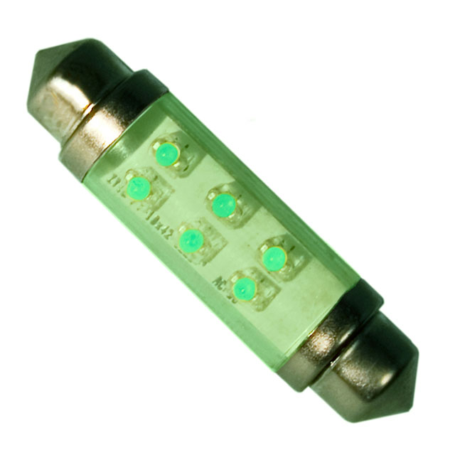 LED GLASS FESTOON 12V 25MA GREEN