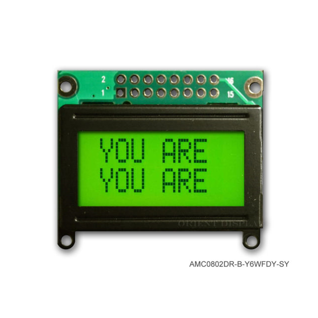 LCD COB CHAR 8X2 Y/G TRANSF