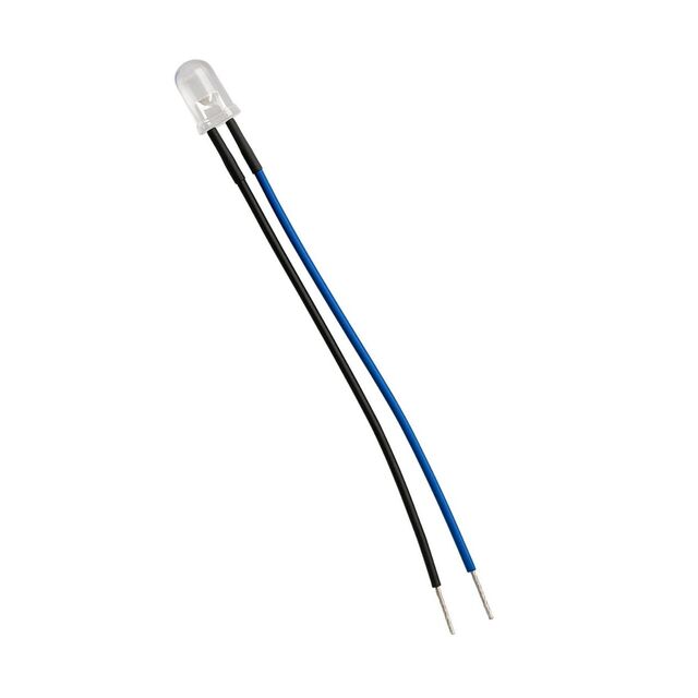 PREWIRED LED BLUE CLEAR 5MM 12V
