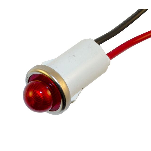 LED IND .50" RED 28V SDOME 6" LD