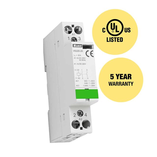 DIN CONT 2X20A NO 230V AC