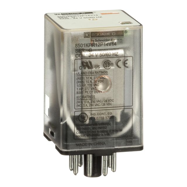 RELAY 2CO CYL PIN 10A@240V 24VAC