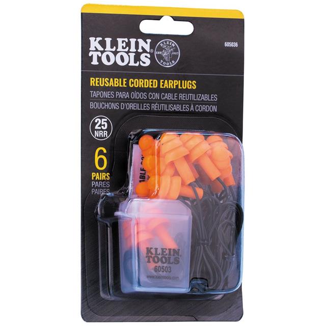 CORDED EARPLUGS 6 PAIR PACK