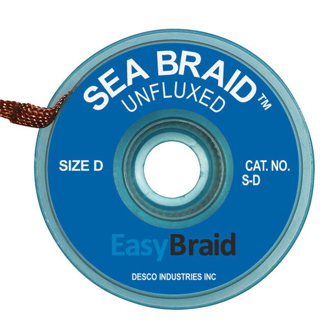 DESOLDER BRAID UNFLUXED 0.1" 25'
