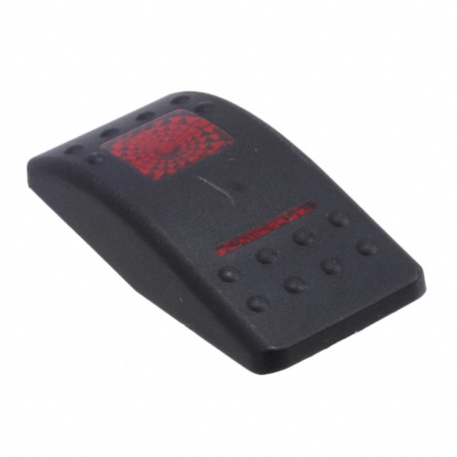 CAP ROCKER RECT BLK/RED LENS