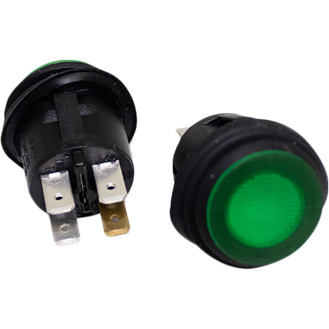 PUSHBUTTON SWITCH BLACK W/GREEN