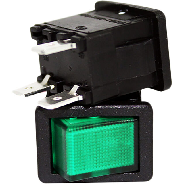 ROCKER SWITCH BLACK W/GREEN ACTU