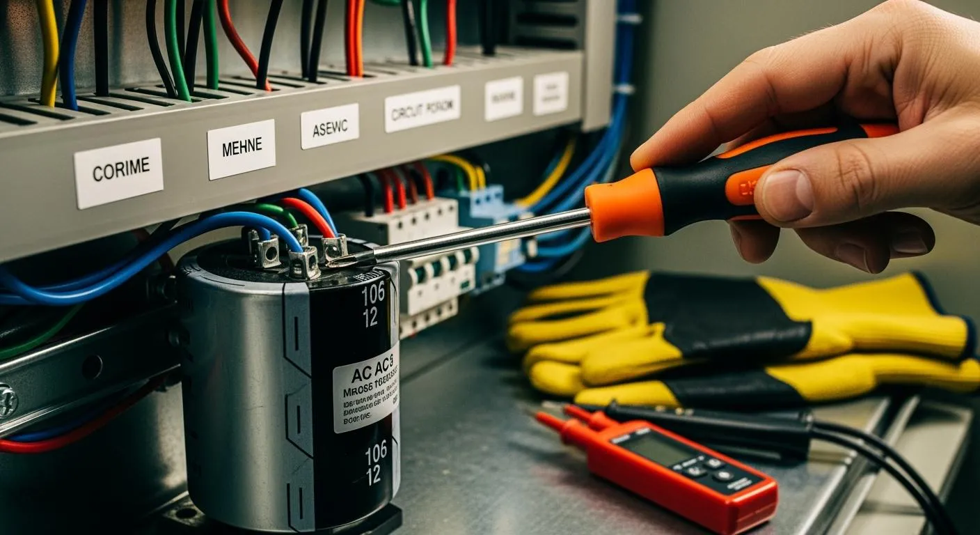 What steps should you follow to discharge an AC capacitor